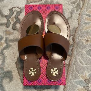 Tory Burch patos disk sandal 7.5 milled calf leather